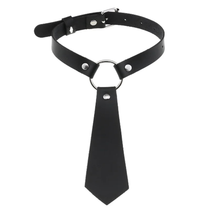 Harajuku Gothic Spike Rivet Star Choker Necklace – Black Bowknot PU Lace Leather Y2K Hip Hop Rock Jewelry for Girls