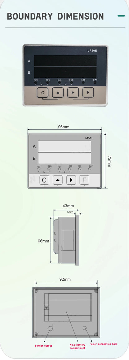 LP20E 2-Axis Digital DRO – Magnetic Sensor Tape Displacement Readout Scale for CNC Lathe & Woodworking Machines