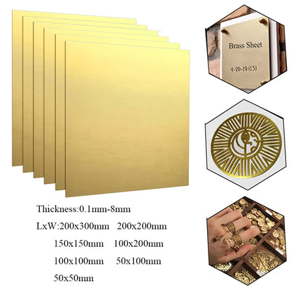 Brass Sheet Plate – 0.1-8mm Thickness for CNC Cutting, Frame Models & DIY Construction Projects
