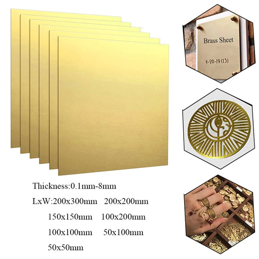 Brass Sheet Plate – 0.1-8mm Thickness for CNC Cutting, Frame Models & DIY Construction Projects