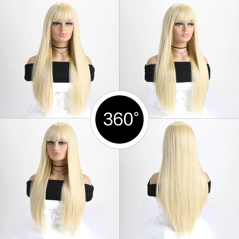 26" Long Straight Synthetic Wig – Fashion Color Wig for Women, Daily Wear, Halloween Costume, Party & Cosplay