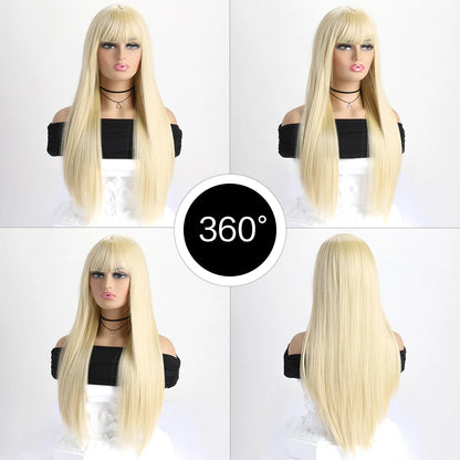 26" Long Straight Synthetic Wig – Fashion Color Wig for Women, Daily Wear, Halloween Costume, Party & Cosplay