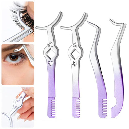 Professional False Eyelash Applicator Tweezers – Precision Lash Extension Clip & Curler Makeup Tool
