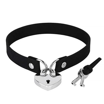 Harajuku Punk Rock Gothic Choker Necklace – PU Leather Heart Lock, Key, Spike Collar, Cosplay Accessories for Women