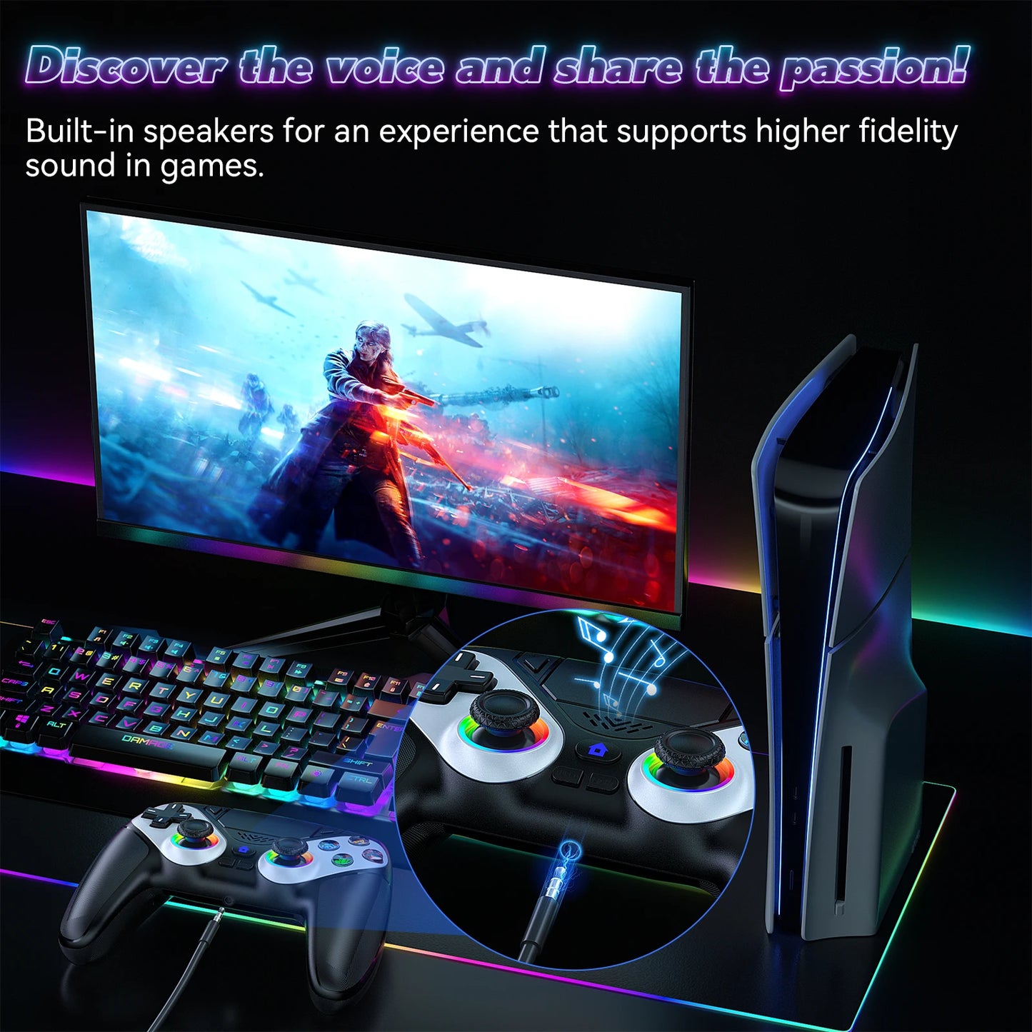 Bluetooth Wireless Gamepad for PS5 – Dual Sense Controller with Turbo, Vibration & Programmable Buttons for PS5/PC Console