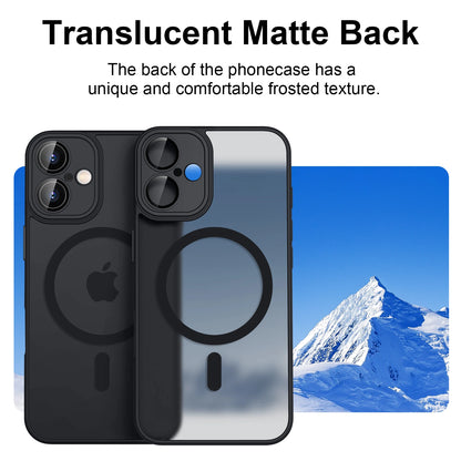 Luxury Magnetic Matte Translucent Armor Case - Shockproof MagSafe Cover for iPhone 11-16 with Wireless Charging Support