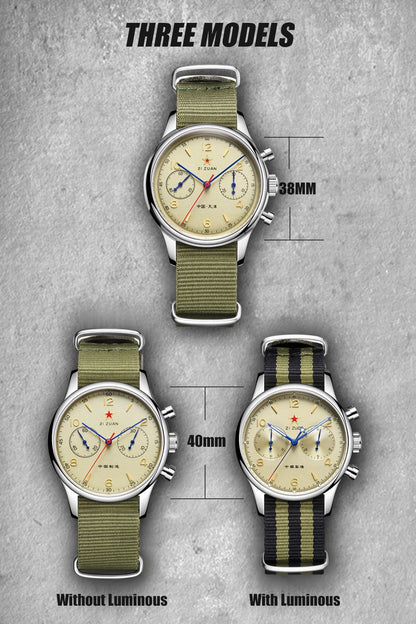 40mm 1963 Pilot Aviation Mechanical Chronograph — Original Seagull ST1901 Movement Men's Sapphire Vintage Watch