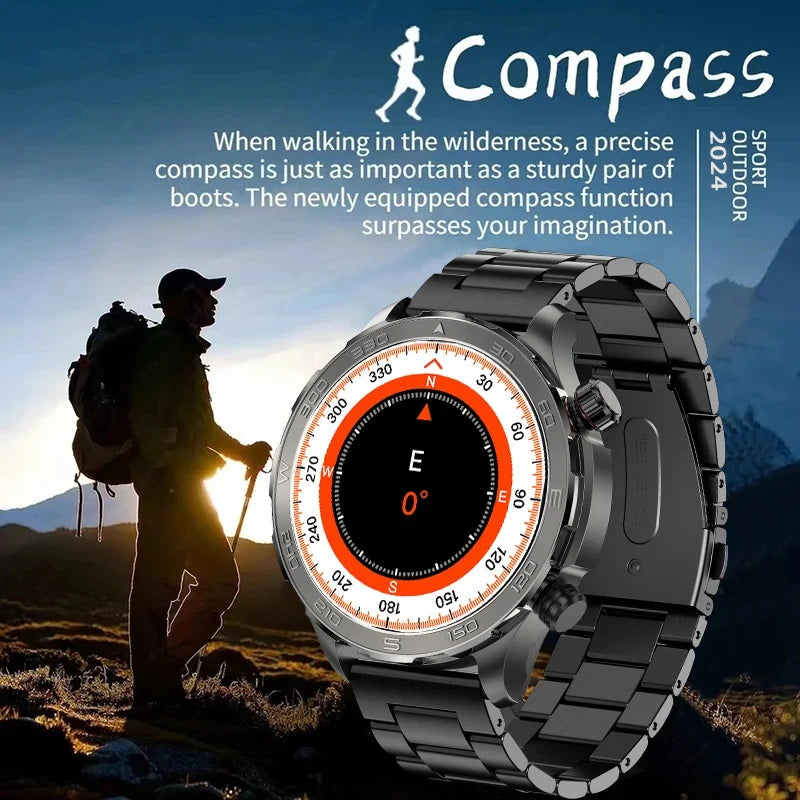 2025 New Bluetooth Call Smartwatch for Men – Huawei Compatible, AMOLED HD Large Screen, Heart Rate, NFC, IP68 Waterproof, GPS Sports Watch