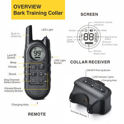 Rechargeable Anti-Bark Training Collar for Small Dogs 5–15 lbs – Ultra-Light Electric Behavior Correction Dog Collar