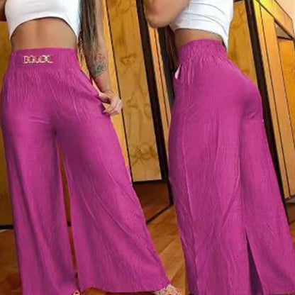 Elevate Your Style: High Waist Solid Color Wide Leg Pants - Chic, Elegant Flared Trousers for Office Ladies and Summer Holidays