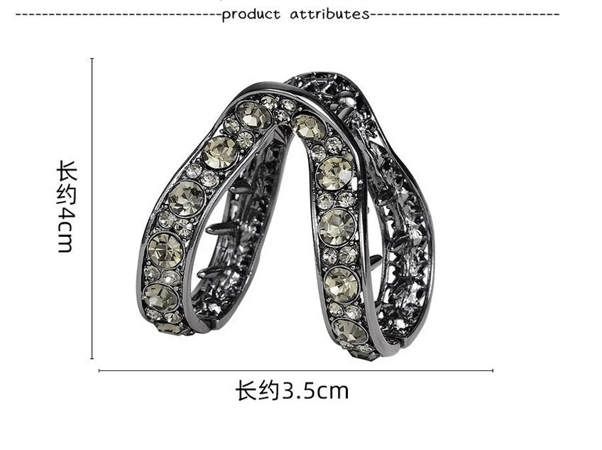 Rhinestone V-Shaped Hair Claw Clip - High Ponytail & Bun Styling Accessory