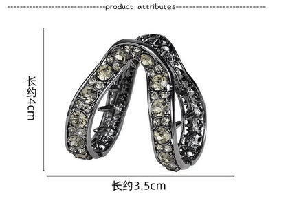 Rhinestone V-Shaped Hair Claw Clip - High Ponytail & Bun Styling Accessory