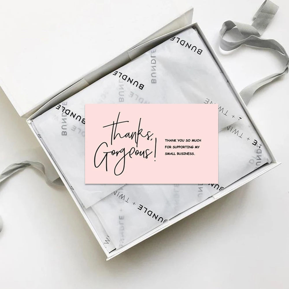 50pcs Thank You Business Cards – Customer Appreciation Gift Labels for Small Business, Cake Packaging & Retail Shop Branding Cards