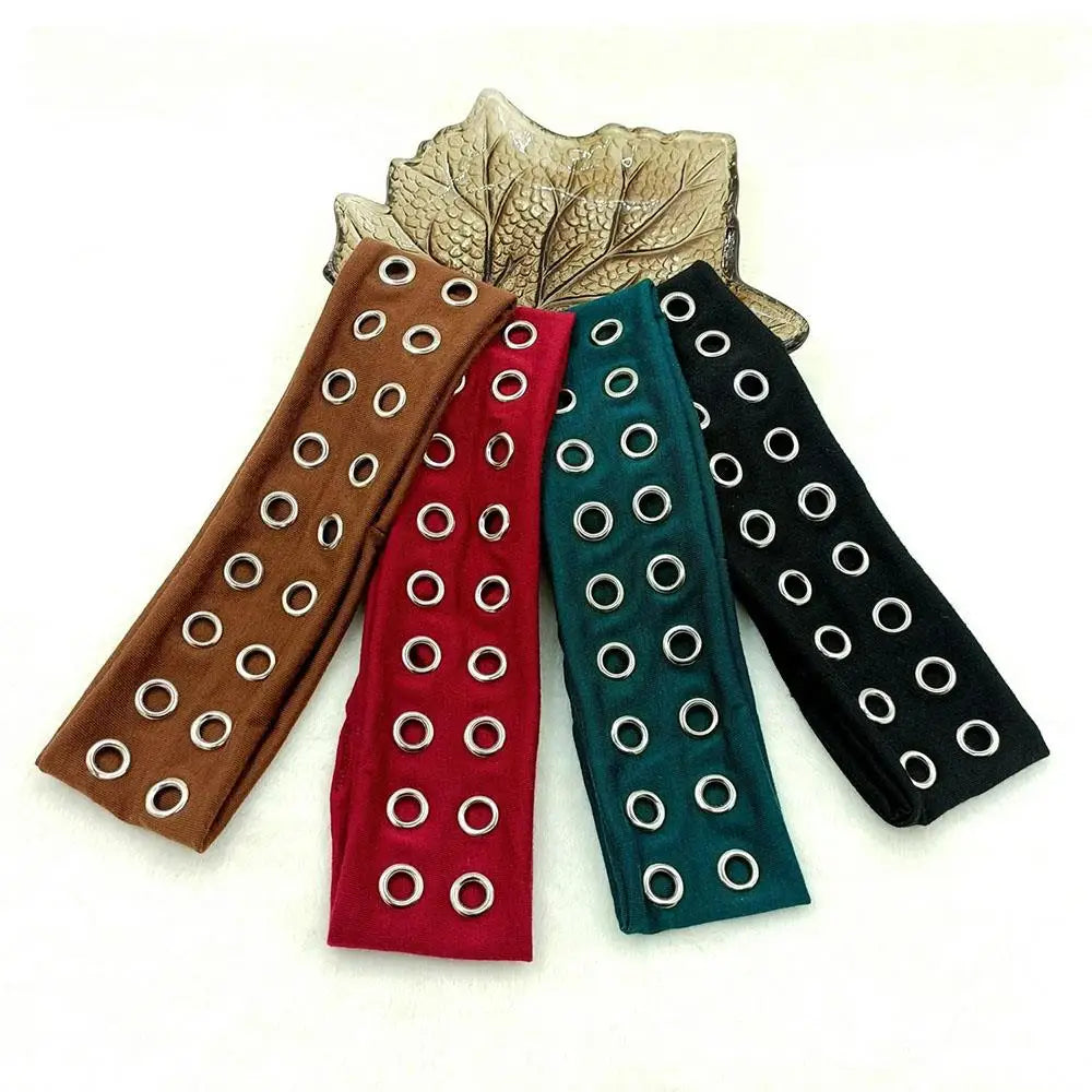Harajuku Y2K Punk Girl Headband – Hollow Eyelet Cotton Elastic Steampunk & Gothic Style