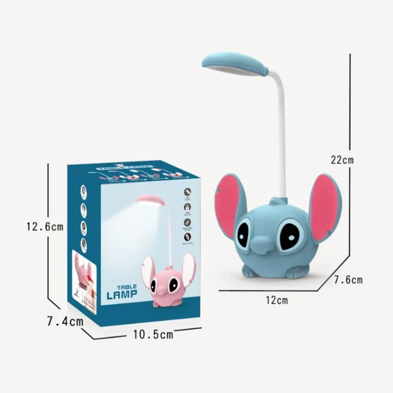 LED Lilo & Stitch Desk Lamp with USB Recharge, Foldable Night Light & Pencil Sharpener – Cute Desk Light Gift