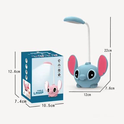 LED Lilo & Stitch Desk Lamp with USB Recharge, Foldable Night Light & Pencil Sharpener – Cute Desk Light Gift
