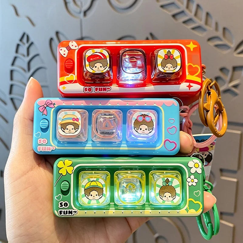 Monchhichi Keycap Clicker Keychain - Anti-Stress Fidget Toy, Cute Keyboard Key Cap and Squishy Bag Charm