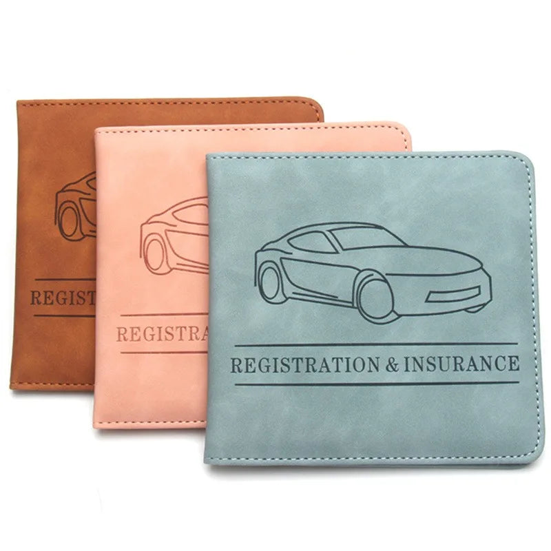 Car Registration & Insurance Holder – Leather Driving License Cover, Auto Documents Storage Bag & Credit Card Holder