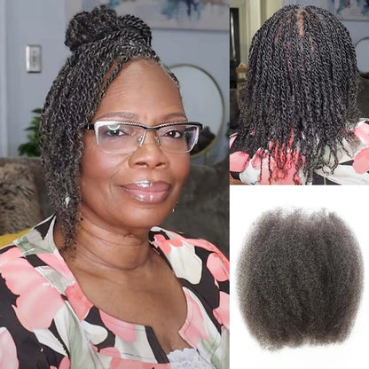 Black Pearl QVR Peruvian Kinky Curly Human Hair – 50g Afro Mini Twist Braiding Bundles 100% Remy Hair Extensions