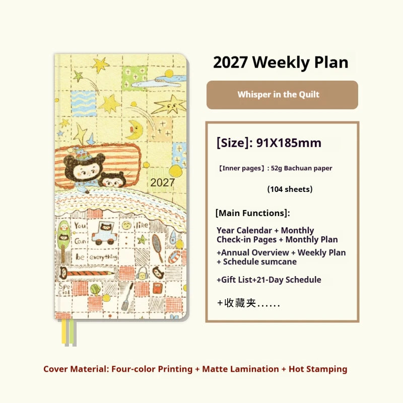 Kinbor 2027 A5/A6 Planner Notebook - Full-Year Daily Journal & Monthly Agenda for Time Management