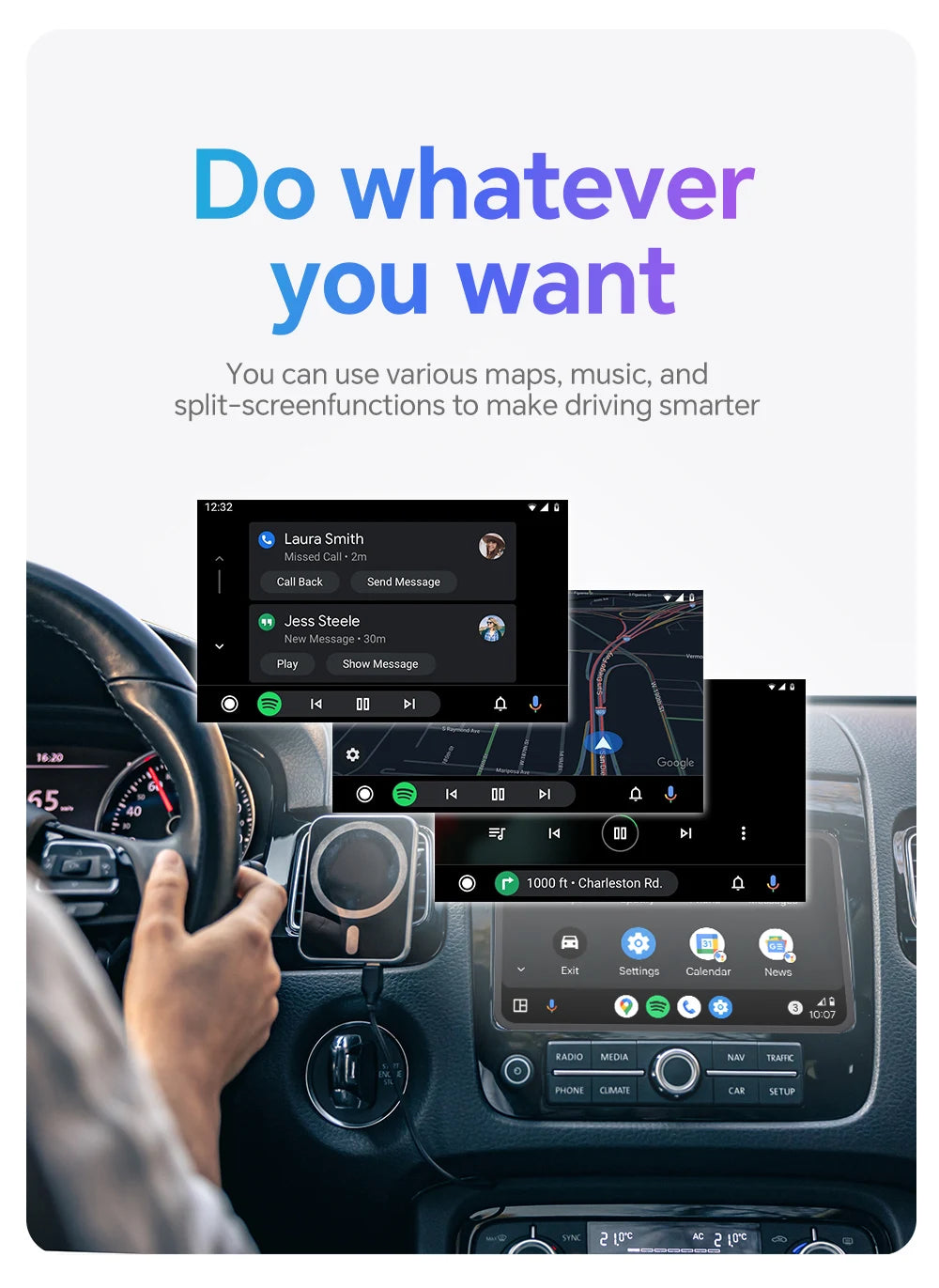 2 in 1 Mini Wired to Wireless CarPlay & Android Auto Adapter – 5GHz WiFi5 for Cars with Wired CarPlay/Auto