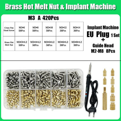 M2 M3 M4 Brass Insert Nuts for Bolt & Screw Implantation – Hot Melt Knurled Thread & Soldering Iron Tip for 3D Printer