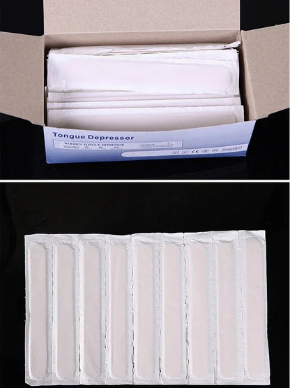 Tattoo & Waxing Wooden Sticks - Disposable Tongue Depressors, Sterilized Beauty Tools, 10/30/50/100/200PCS