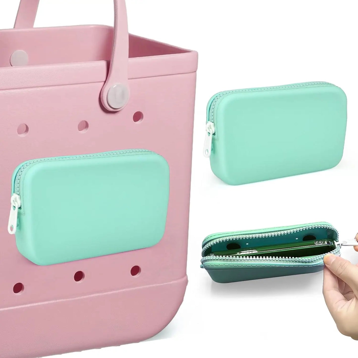 Silicone Phone Holder for Beach Bag – Soft Waterproof Insert Wallet Charm, Bo Bag Accessories Attachment for Beach Travel & Storage Convenience