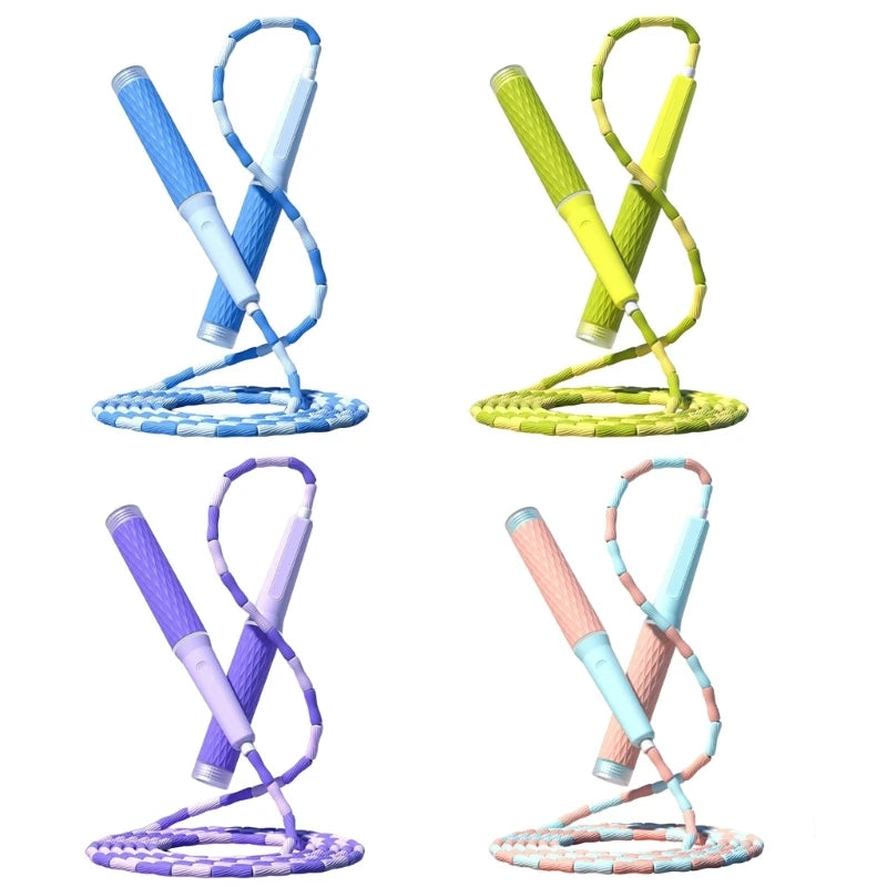Beaded Adjustable Jump Rope – Segmented Fitness Skipping Rope for Men, Women & Kids