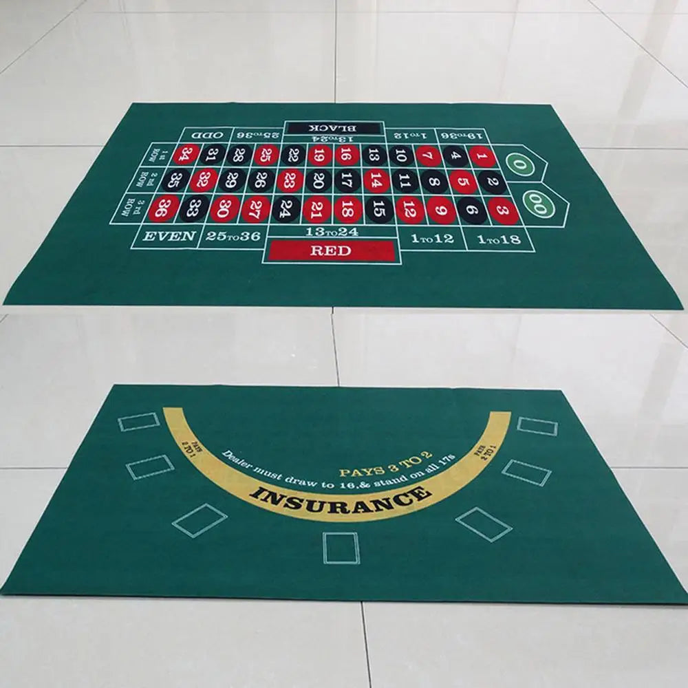 Double-Sided Tabletop Casino Felt Layout Mat – Professional Poker, Texas Hold'em & Blackjack for Roulette Games