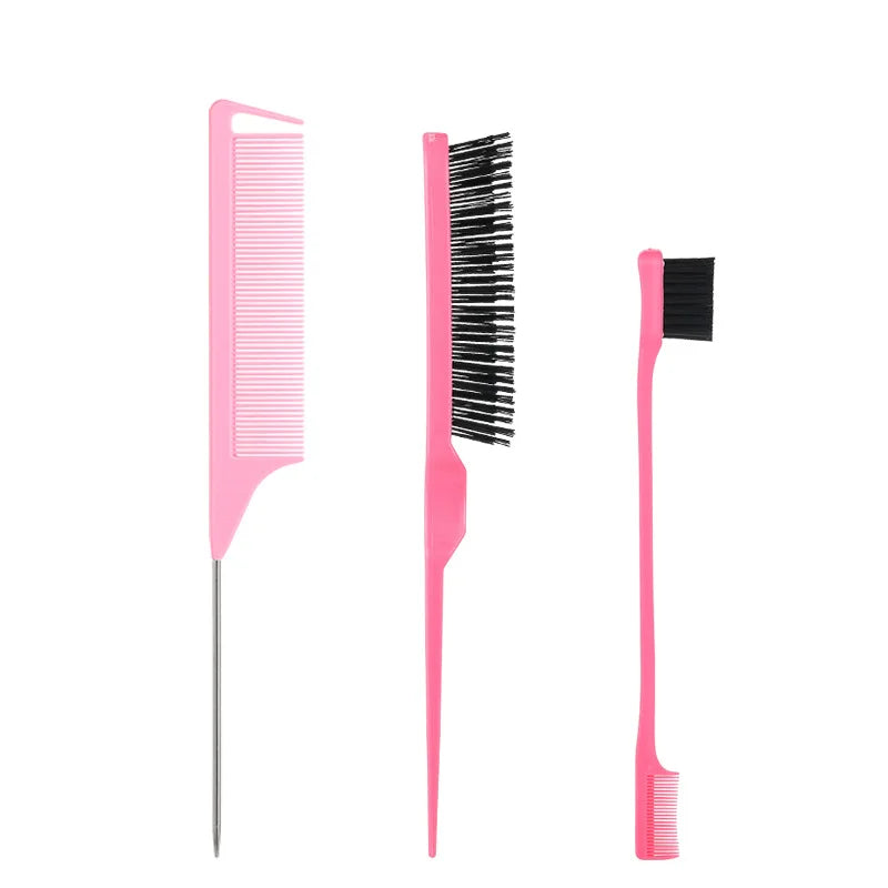 3PCS Double-Sided Edge Control Brush Set – Hair Styling Brushes, Oil-Baked Comb, Styling Partition Comb Accessories