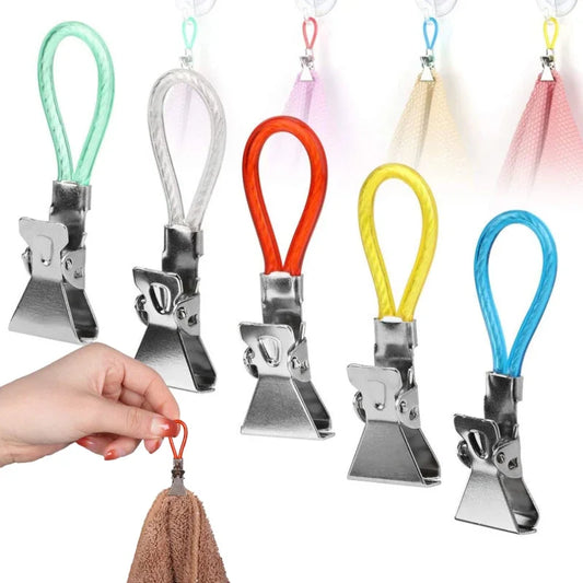 Towel Hanging Clips - 5/10PCS Colorful Metal Hooks for Kitchen & Bathroom Organization