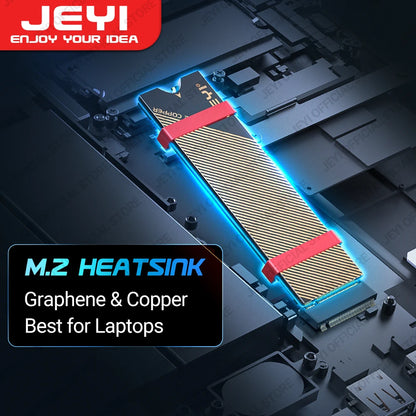 JEYI M.2 Copper SSD Heatsink with Graphene Layer - NVMe NGFF 2280 Drive Cooler for Laptop, PC & PS5