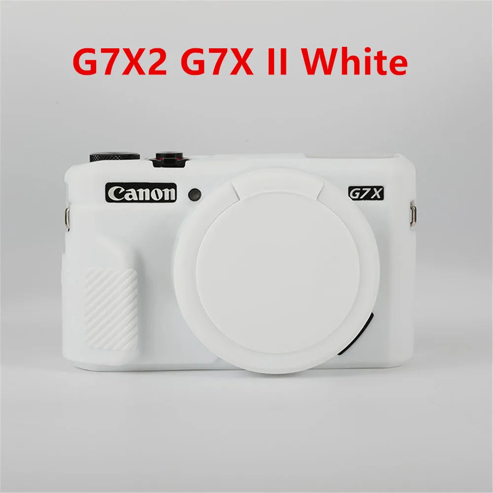 Canon G7X Mark II Silicone Camera Case - Soft Rubber Protective Skin Cover with Lens Protector for G7XII G7X2 G7X3 G7XIII