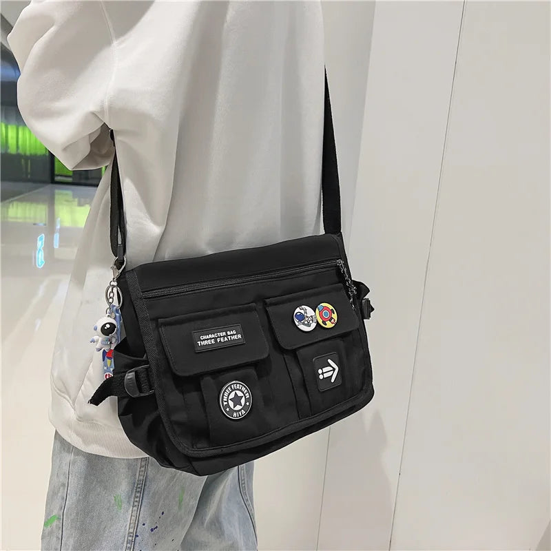 Harajuku Nylon Crossbody Messenger Bag – Unisex School Shoulder Bag for Students & Everyday Use