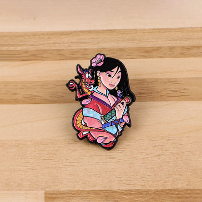 Red Dragon Enamel Brooch Set - 2-Piece Cute Fashion Lapel Pins for Coats & Gifts