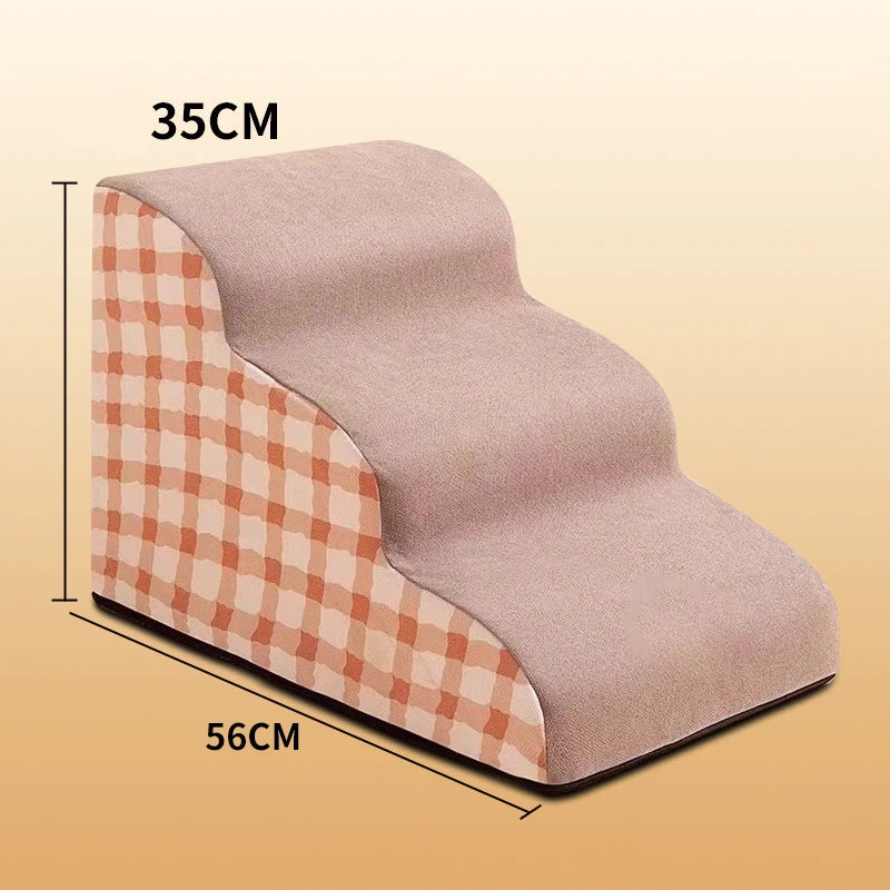 Pet Stairs with Memory Foam - Non-Slip Washable 2 or 3 Step Ramp for Dogs & Cats