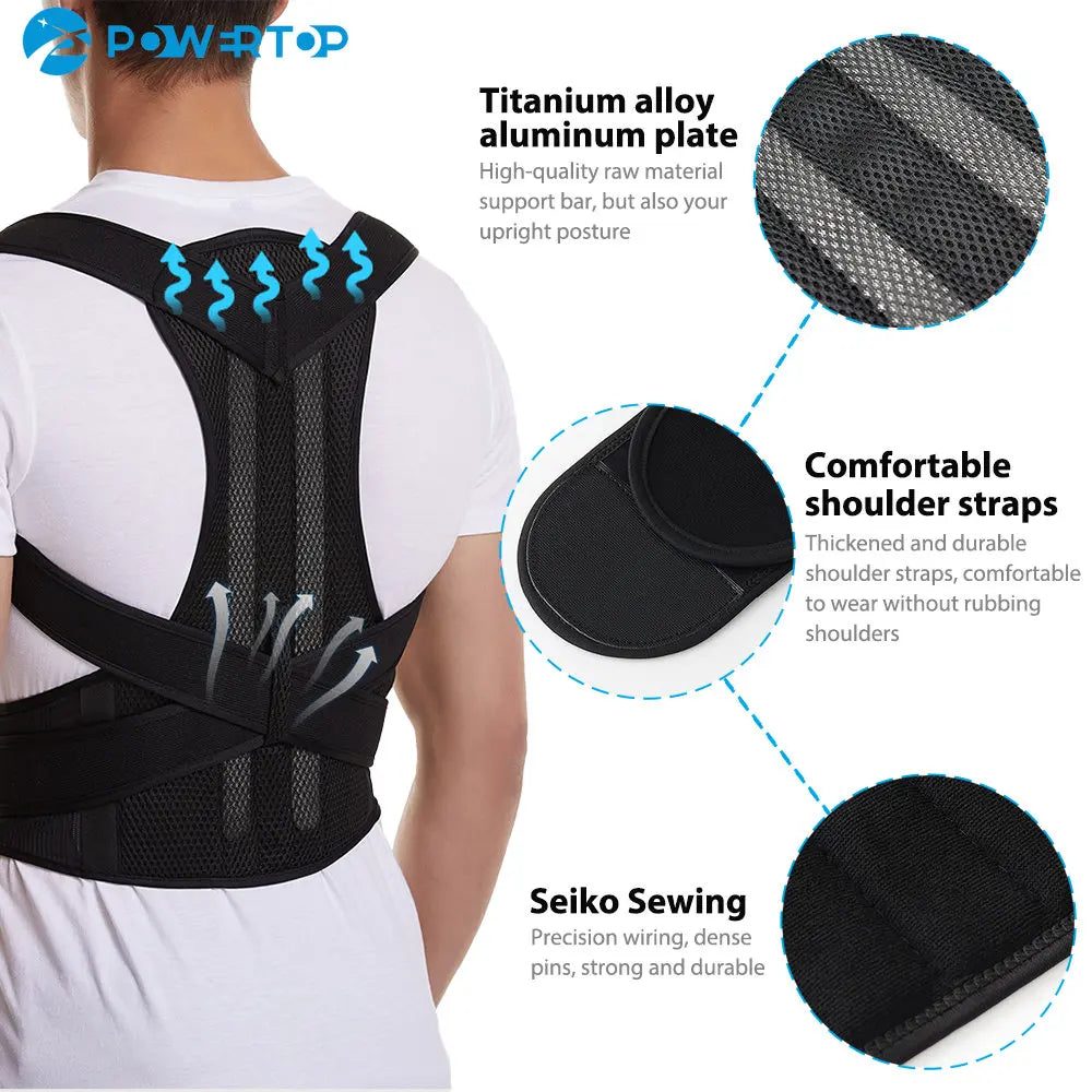 Alloy Bar Posture Corrector – Scoliosis Back Brace Spine Corset with Shoulder Therapy Support, Orthopedic Posture Correction Belt