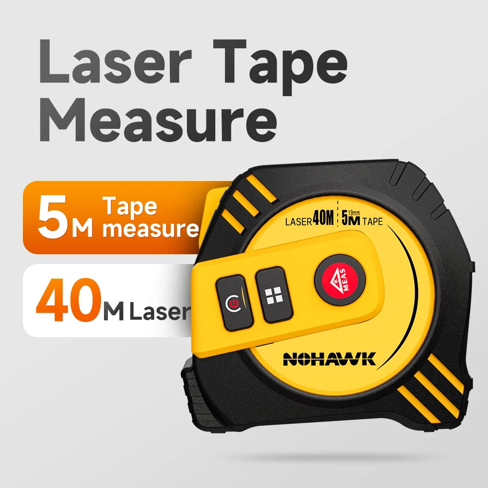 Nohawk 40M/80M Laser Tape Measure – USB Rechargeable Digital Distance Meter with Steel Tape for Precision Measuring Tool