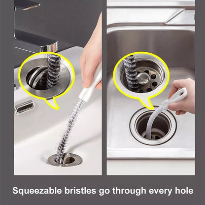 Pipe Dredging Brush - Bathroom Hair Sewer Sink Cleaning Brush Drain Cleaner - Flexible Cleaner Clog Plug Hole Remover Tool