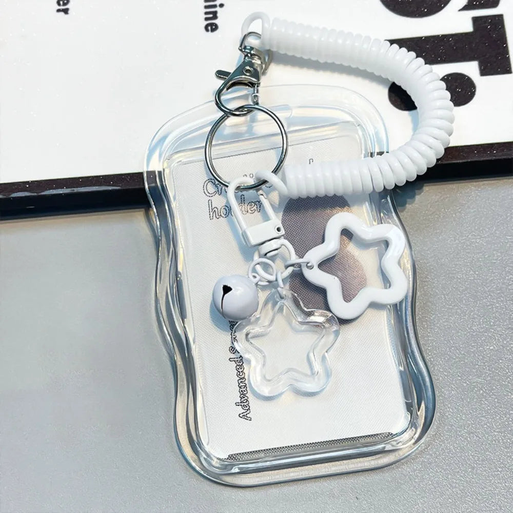 Kpop Photocard Holder - Soft Silicone Transparent Card Wallet with Star Keychain & Sliding Cover