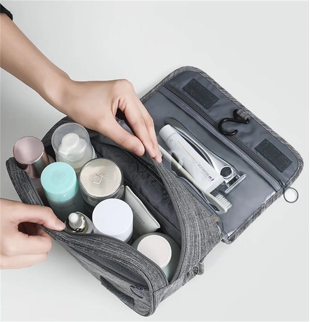 Portable Toiletry Washbag with Hanging Hook | Waterproof Cosmetic Storage Bag for Travel, Men & Women