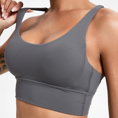 Push-Up Sports Bra for Women – Cross Back Yoga Crop Top, Shockproof Gym Fitness Bra for Running & Workout