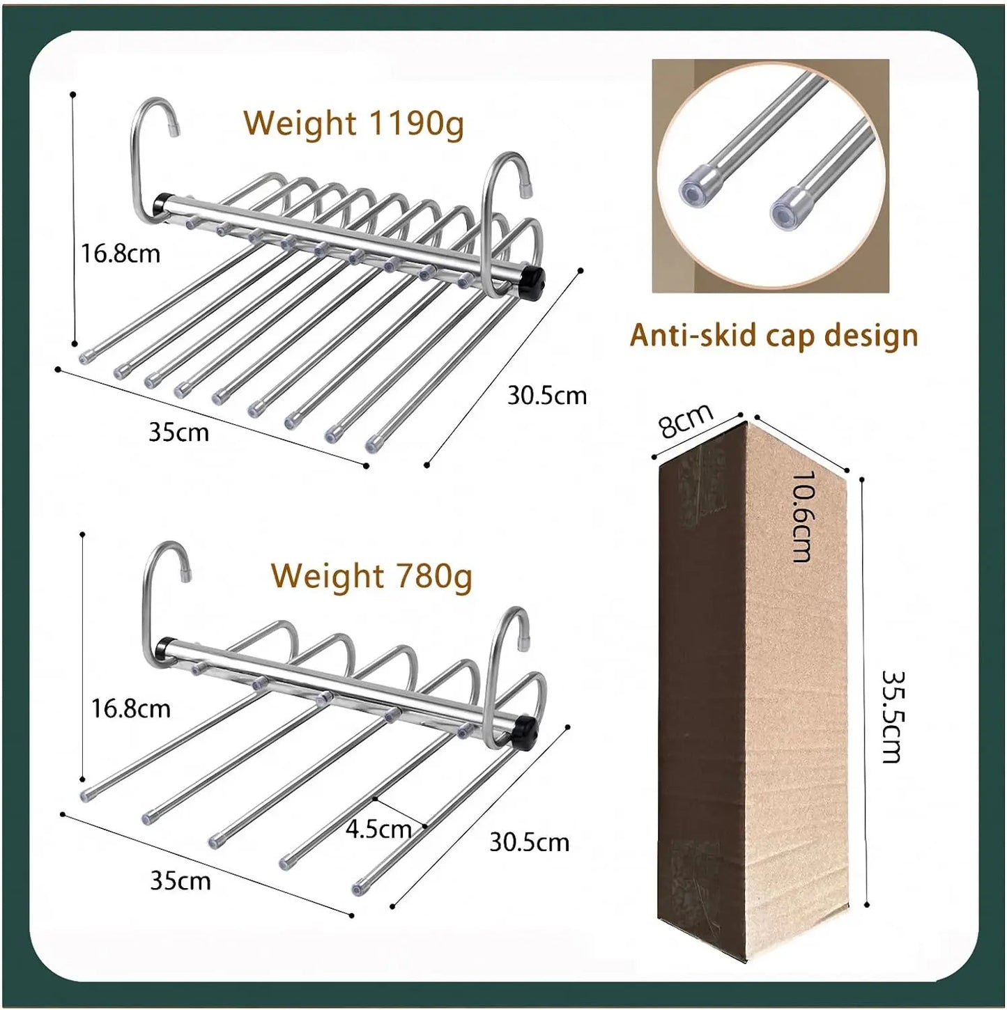 Stainless Steel Multi-Tier Pants Hanger — 5/9 Tier Space-Saving Closet Organizer for Jeans, Trousers, Scarves & Clothes