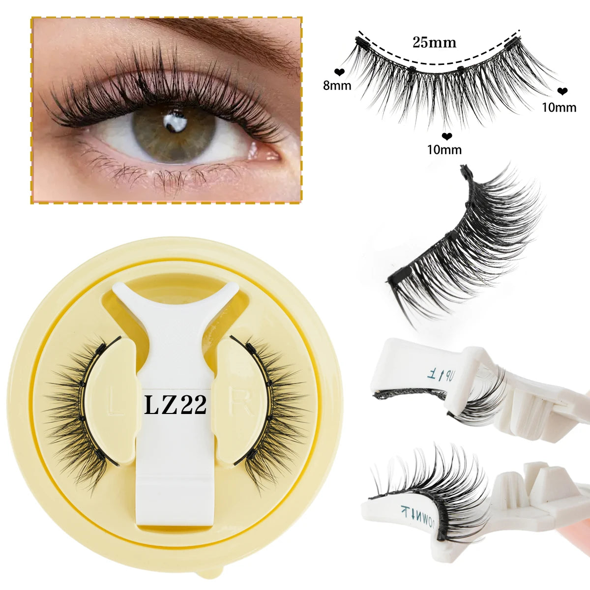 Handmade 3D Magnetic Mink Eyelashes – 1/2 Pairs Reusable False Lashes with Tweezers for Natural Long Look Makeup