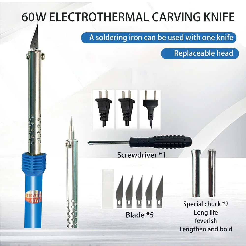 9Pcs Electric Hot Knife Cutter Kit - Soldering Iron Set for Plastic, Vinyl Carving and DIY Cutting Projects