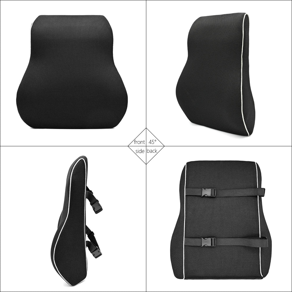 Non-Slip Memory Foam Lumbar Support Pillow – Back Pain Relief Cushion for Car, Office & Home Seat Comfort Waist Support Pillow
