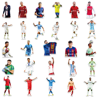 Football Star Sticker Pack - 50-Piece Waterproof Soccer Player Decals for Laptops, Water Bottles, Phones & Fan Gifts