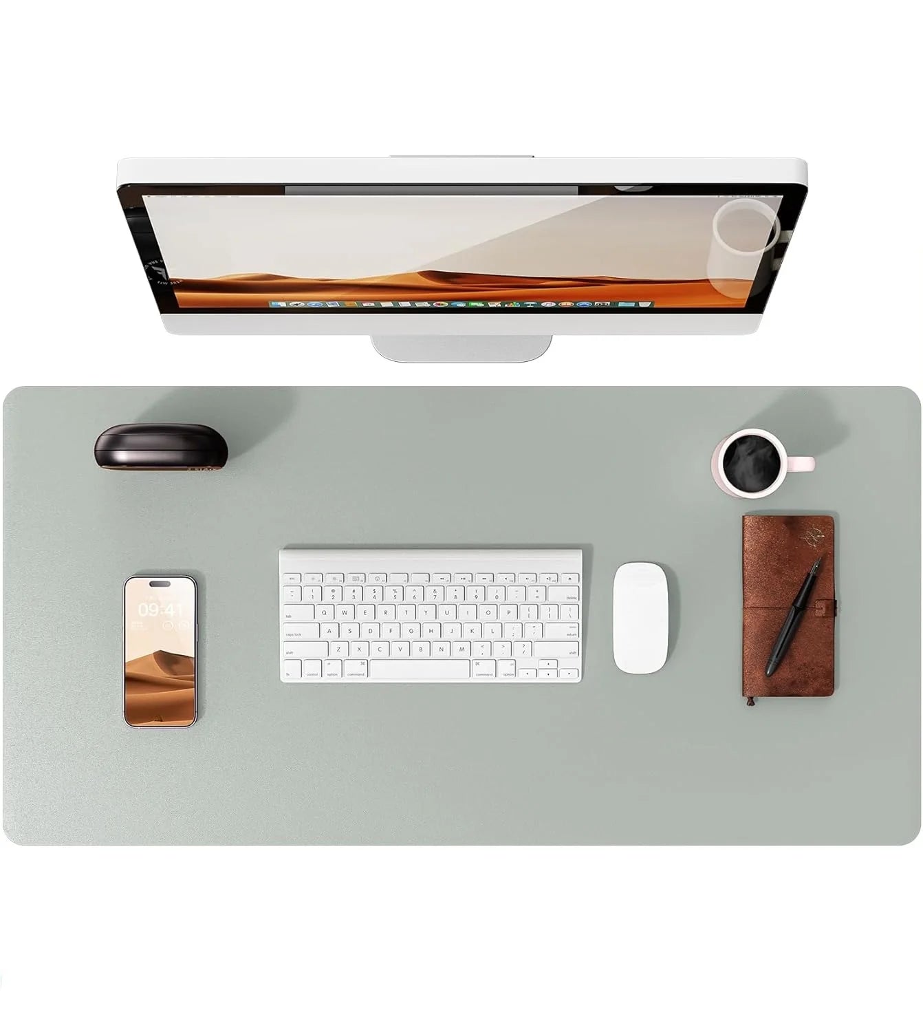Large Leather Mouse Pad Desk Mat - Non-Slip PU Leather Office Desk Protector for Laptop & Workspace Setup
