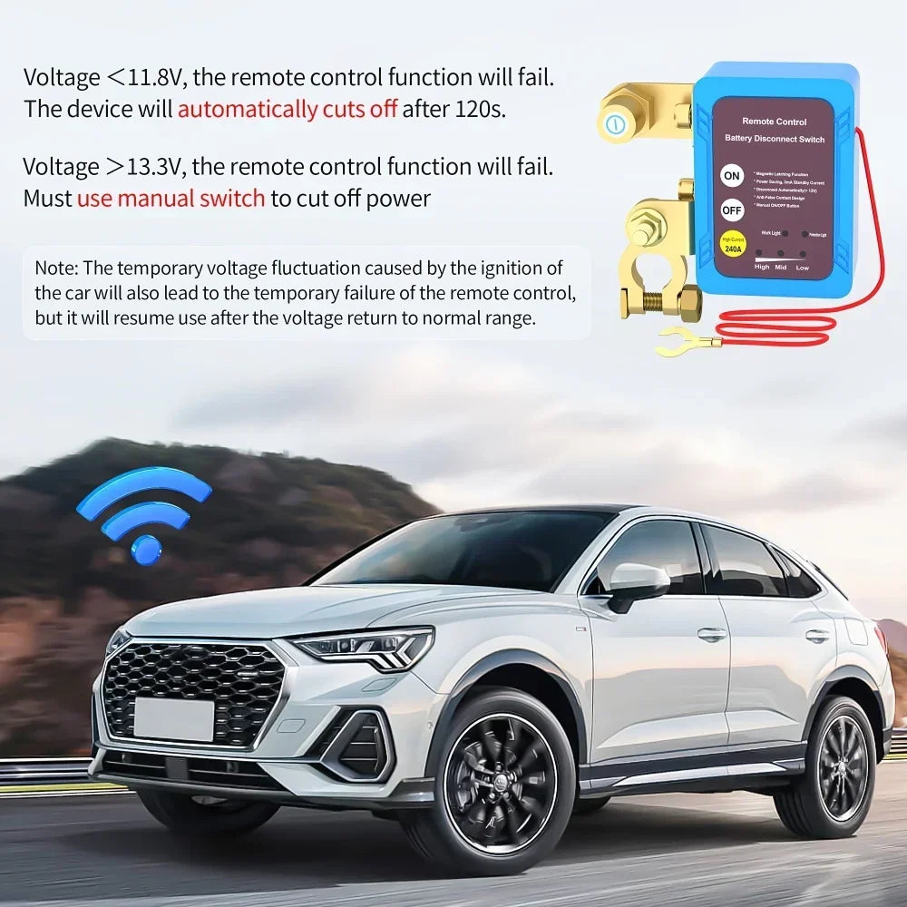 Wireless Dual Remote Car Battery Disconnect Relay – Master Kill Cut-Off Switch, 12V Car Interior Replacement Relays Parts